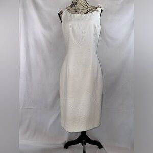 EUC: Talbots Gorgeous White Jacquard Patterned Sleeveless Dress